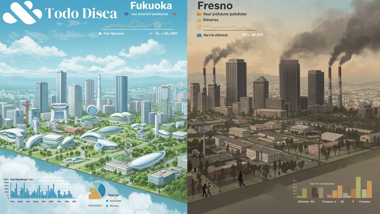 fukuoka vs fresno pollution comparison